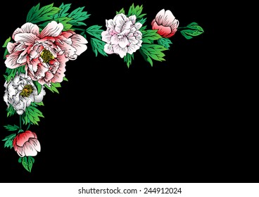 Vector drawing peony background graphics