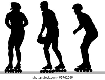 Vector drawing people athlete on skates
