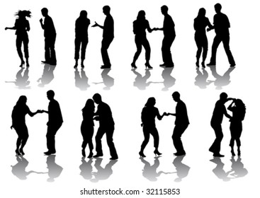 Vector drawing of people dancing, isolated on a white background