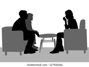 Vector drawing of people talking in their seats