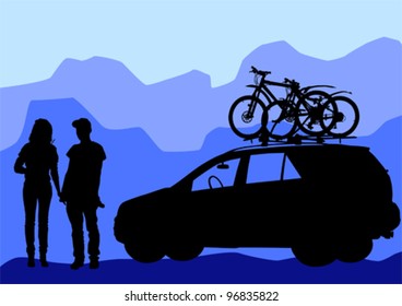Vector drawing people of traveler