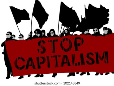 Vector drawing people whit red banner
