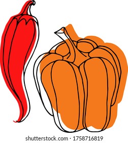 Vector drawing pepper. Nature. Sketch, illustration. decorative