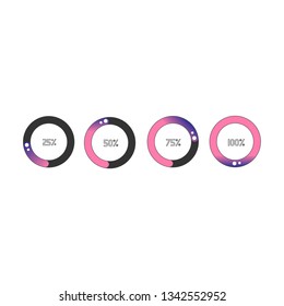 Vector drawing percent scale is round, color pink flat style
