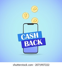 
dibujo vectorial del teléfono con monedas de cashback