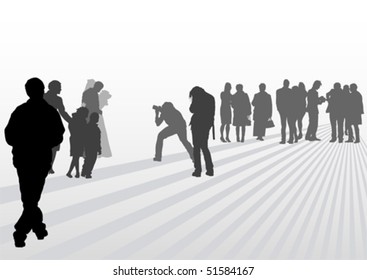 Vector drawing of photographers at a wedding