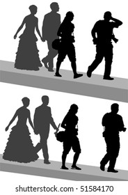 Vector drawing of photographers at a wedding