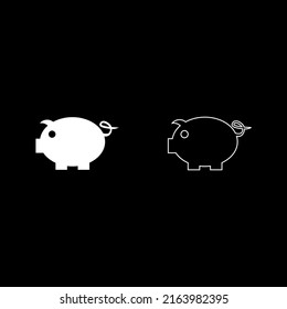 Cerdo de dibujo vectorial, de color blanco de estilo plano