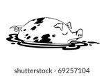 vector drawing to pigs in dirt on white background