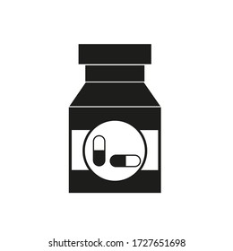 Icono de banco con píldoras, estilo plano
