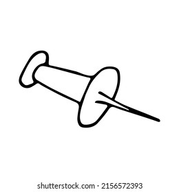 Vector drawing pin clipart. Hand drawn office supplies illustration. For print, web, design, decor, logo.