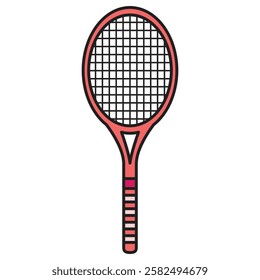 A vector drawing of a pink badminton racket, featuring a vibrant and modern design.