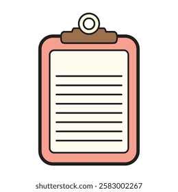 A vector drawing of a pink clipboard, featuring a vibrant and playful design. 