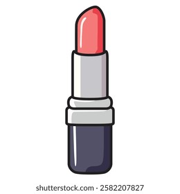 A vector drawing of a pink lipstick flat icon with a minimal and modern design. 