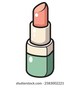 A vector drawing of a pink lipstick flat icon, designed in a minimalist and modern style. 