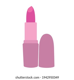 Vektorgrafik von rosafarbenem Lippenstift. Lippenstift im Flachstil. Clipkunst einzeln auf weißem Hintergrund. Frauenkosmetik.