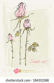 Vector drawing of a pink rose flower