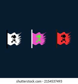 Vector drawing pirate flag, colored flat style 