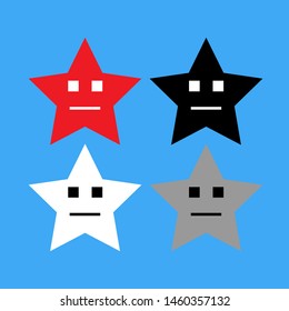 Vector drawing pixel star, color red gray black white, four piece