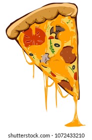 vector drawing of pizza with cheese