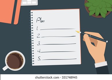 vector drawing plan list concept