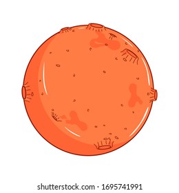 Vector drawing of a planet moon on a white isolated background. Flat, cartoon, color, bright, children’s, background