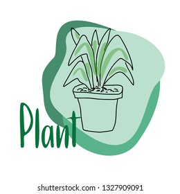 Vector drawing of a plant pot stylized as a children's drawing by hand.