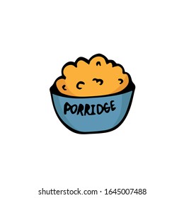 vector drawing of a plate with porridge isolated on white background