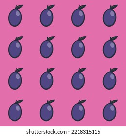 Dibujo vectorial con ciruela. Huella de comida. patrón sin soldadura de ciruela. Fruta. Fondo decorativo para la tela de envoltura.