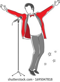 dibujo vectorial de un cantante pop en el escenario