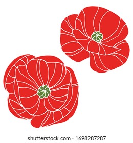 Vector drawing of poppy. Decorative poppy flower