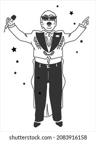 vector drawing of a popular artist on stage
