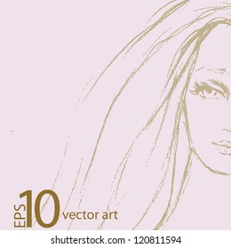 vector drawing with a portrait of the beautiful girl