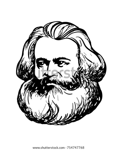 Vector Drawing Portrait Karl Marx German Stock Vector (Royalty Free