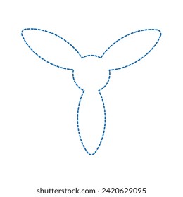 Vector drawing propeller dotted line color blue flat style