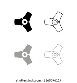 Hélice de dibujo del vector. Color del tornillo negro y gris de estilo plano