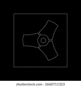 Vector drawing propeller. Screw dotted line color white flat style