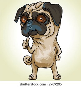 Vector drawing of a Pug dog. Part of my Pug, three piece character series.