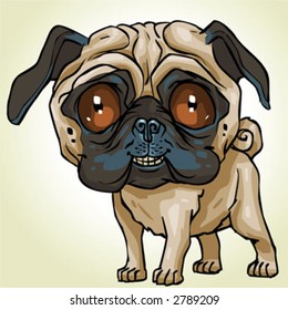 Vector drawing of a Pug dog. Part of my Pug, three piece character series.