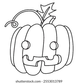 Vector drawing with pumpkin character for halloween. Coloring book