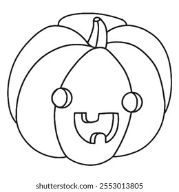 Vector drawing with pumpkin character for halloween. Coloring book
