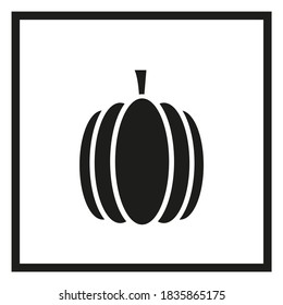 Vector drawing pumpkin, silhouette color black flat style