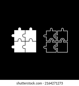 Vector drawing puzzle color white. Icon puzzle flat style