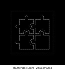 Vector drawing puzzle color white. Icon puzzle flat style