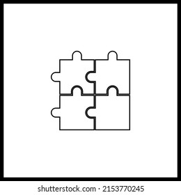 Vector drawing puzzle contour black color. Icon puzzle flat style