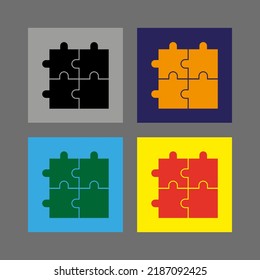 Vector drawing puzzle. Icon puzzle silhouette colorful flat style