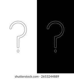 Vector drawing question mark, dotted line color black and white flat style