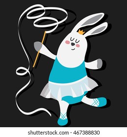 vector, drawing, rabbit, ballerina, ballet
