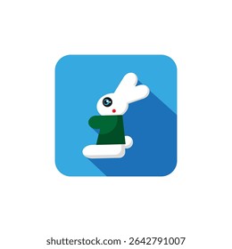 Vector drawing rabbit. Icon rabbit color white, flat style
