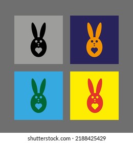 Vector drawing rabbit. Icon of a rabbit with a heart inside, silhouette flat style
